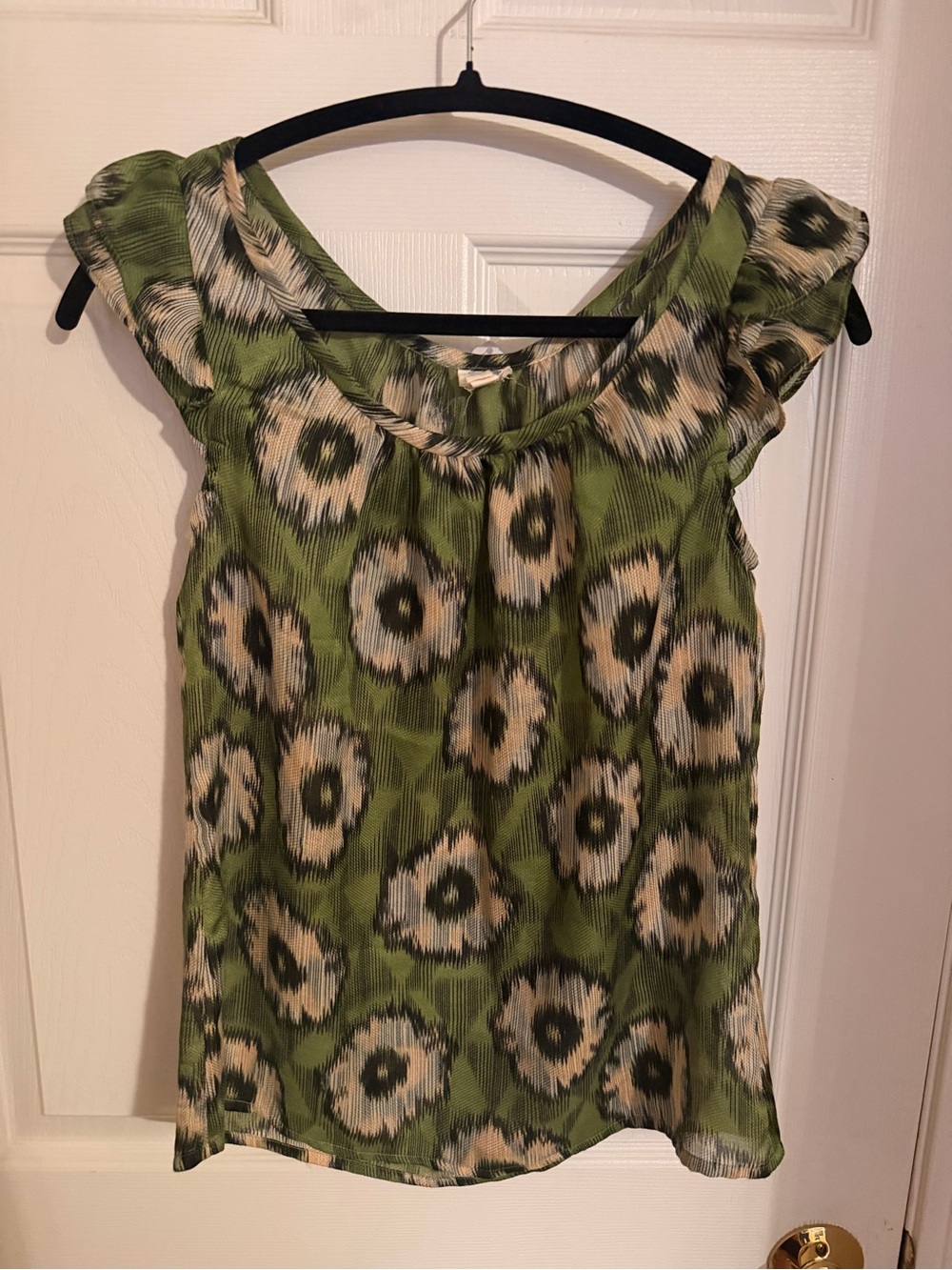Green Floral Scoop-Neck Cap Sleeve Camisole
